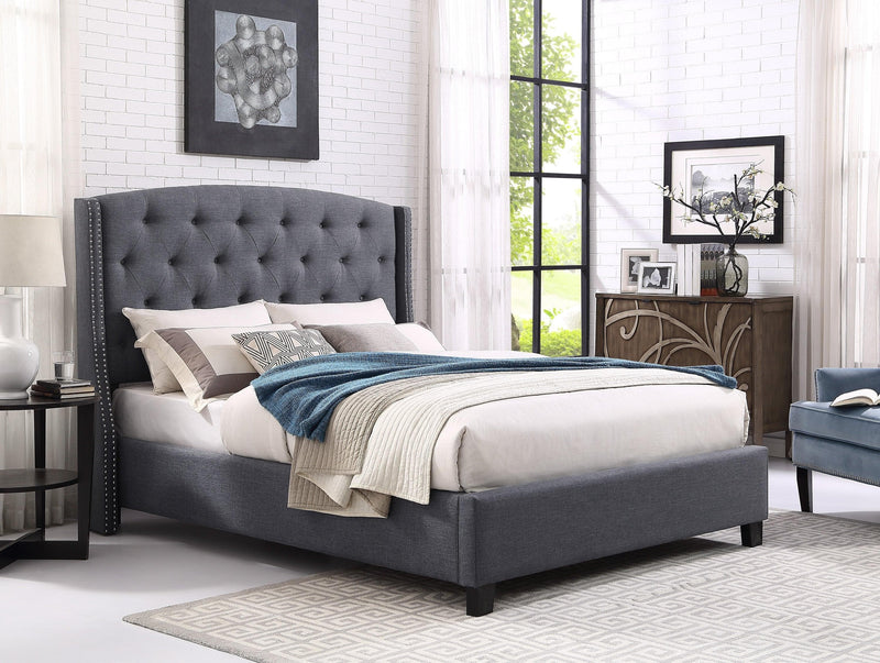 Eva Gray Upholstered King Bed - Ornate Home