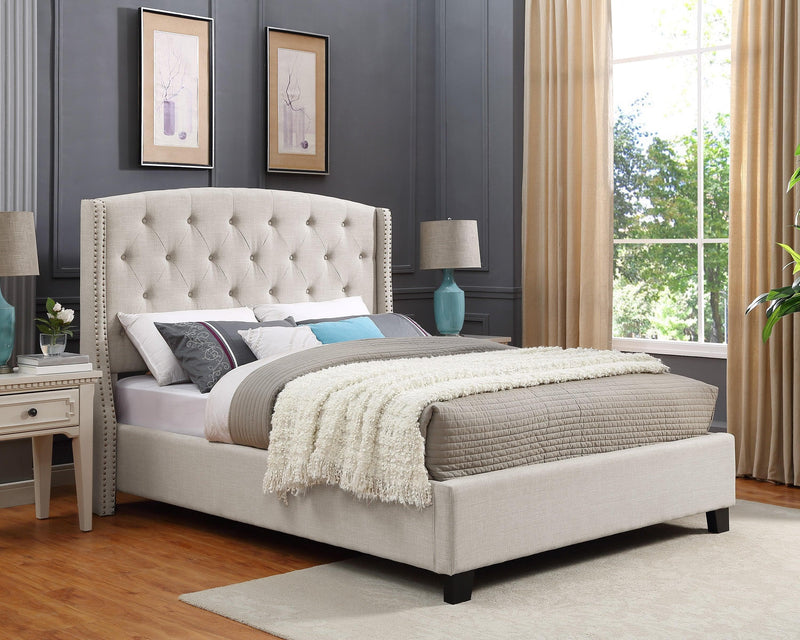 Eva Ivory Upholstered King Bed - Ornate Home