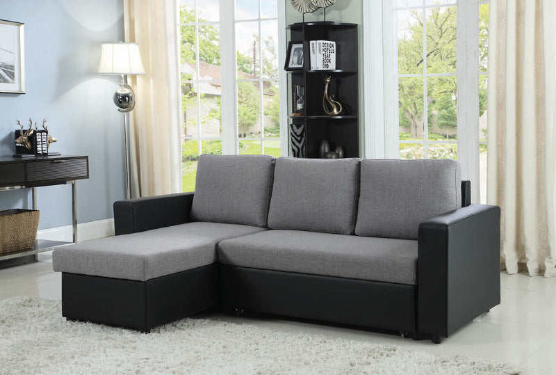 Everly - Grey & Black - Reversible Sleeper Sectional Sofa - Ornate Home