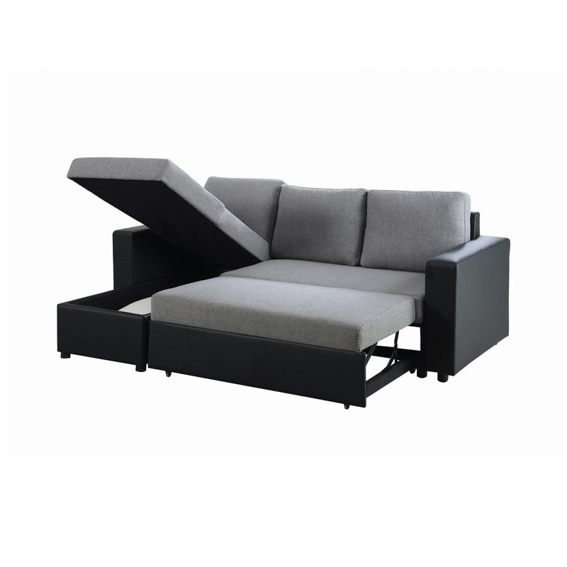 Everly - Grey & Black - Reversible Sleeper Sectional Sofa - Ornate Home