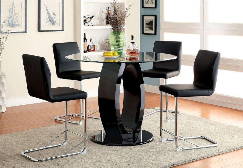 Lodia Black & Chrome Counter Ht. Chair  (Set of 2)