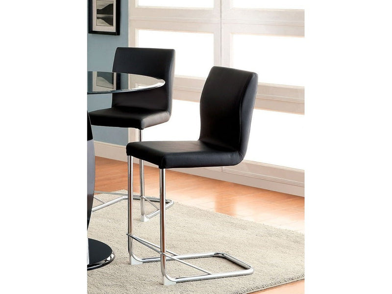 Lodia Black & Chrome Counter Ht. Chair  (Set of 2)