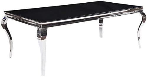 Fabiola - Stainless Steel & Black Tempered Glass - Dining Table - Ornate Home