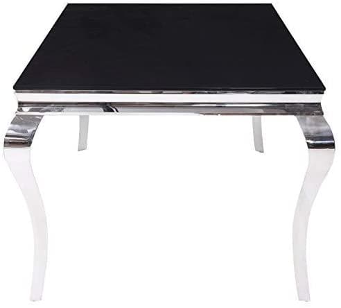 Fabiola - Stainless Steel & Black Tempered Glass - Dining Table - Ornate Home