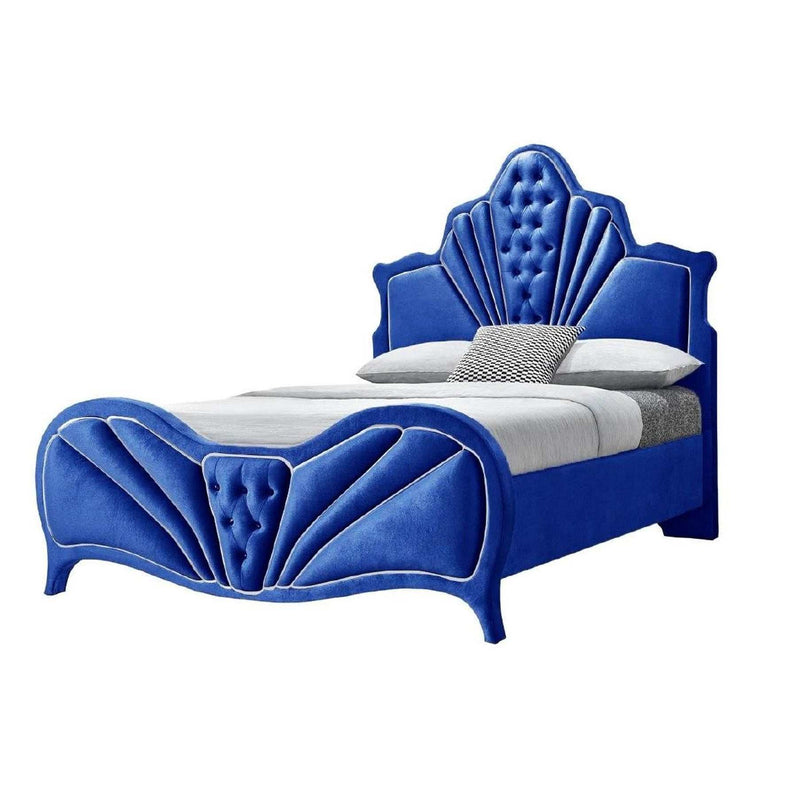 Dante - Blue Velvet - Queen Bed - Ornate Home