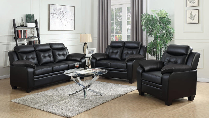 Finley - Black - 2pc Stationary Living Room Set - Ornate Home