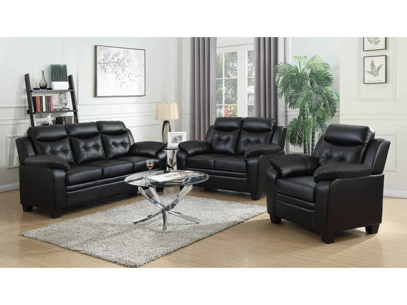 Finley - Black - 3pc Stationary Living Room Set - Ornate Home