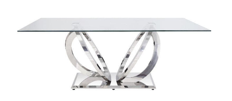 Finley - Clear Glass & Mirrored Silver - Dining Table - Ornate Home