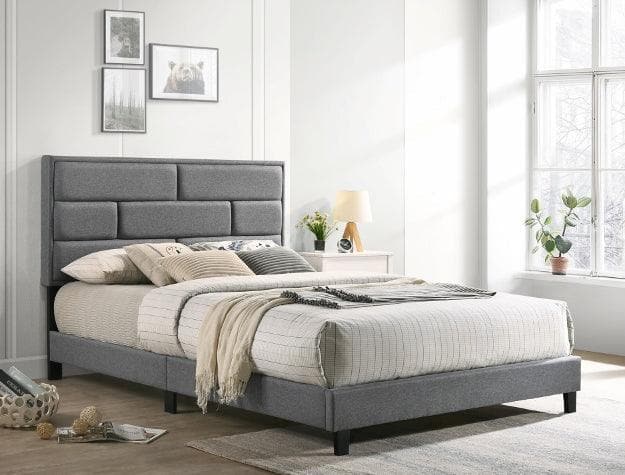 Flannery Gray King Platform Bed - Ornate Home