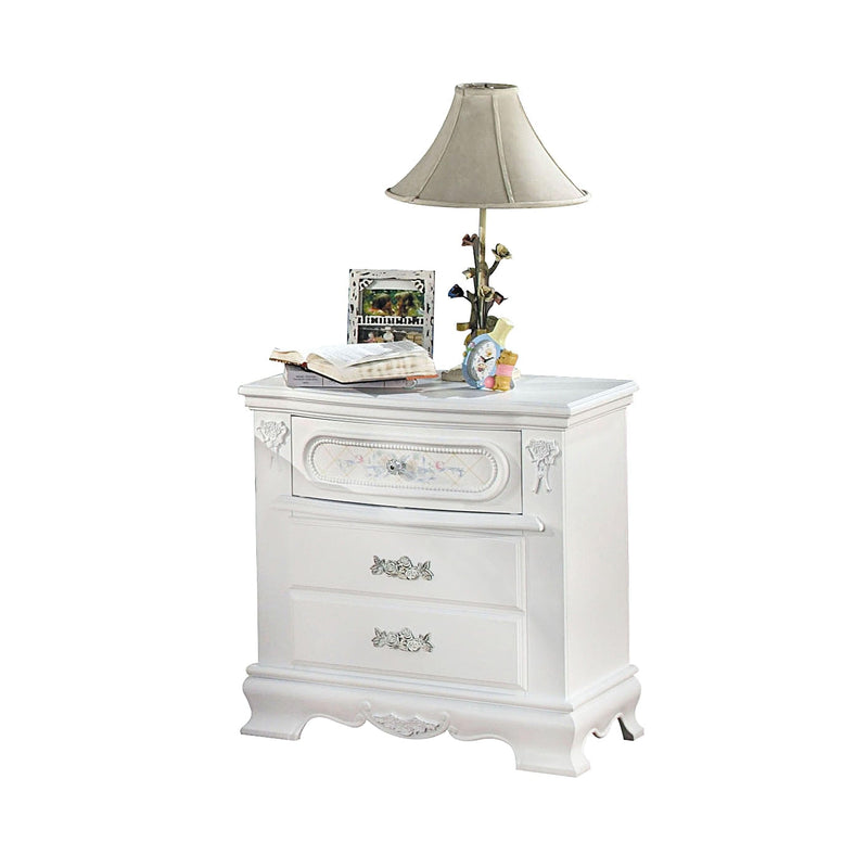 Flora White Nightstand - Ornate Home