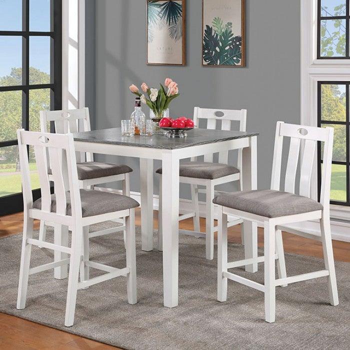 Dunseith White Gray Counter Ht. Dining Room Set / 5pc