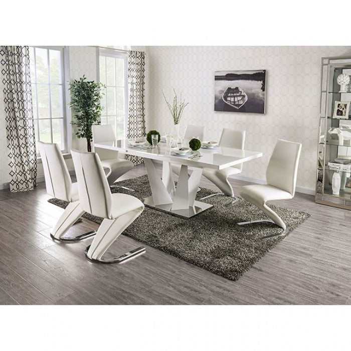 Midvale - White & Chrome - Dining Room Set / 7pc - Ornate Home