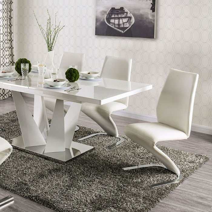 Midvale - White & Chrome - Dining Room Set / 7pc - Ornate Home