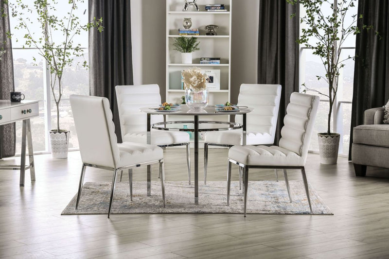 Serena White & Chrome 5pc Dining Room Set