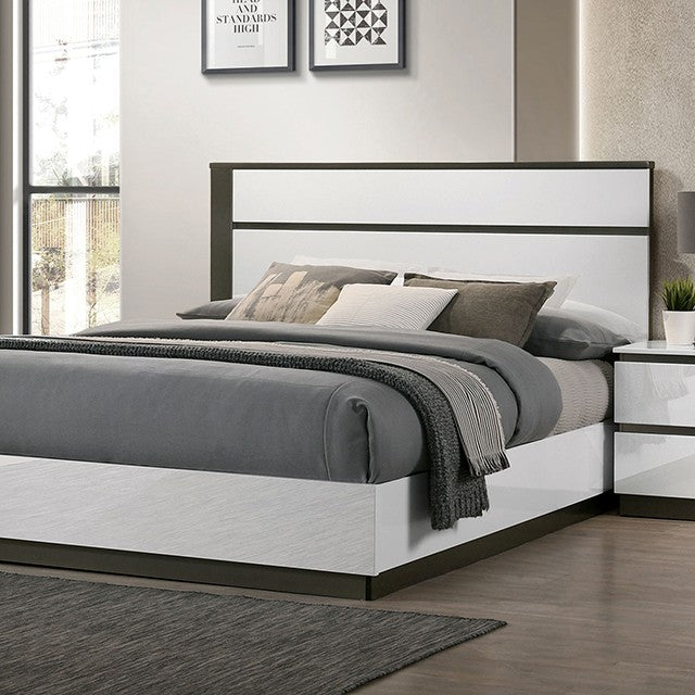 Birsfelden White & Metallic Gray Queen Bed