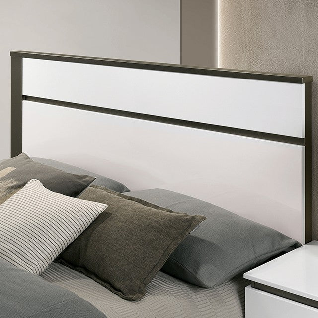 Birsfelden White & Metallic Gray Queen Bed