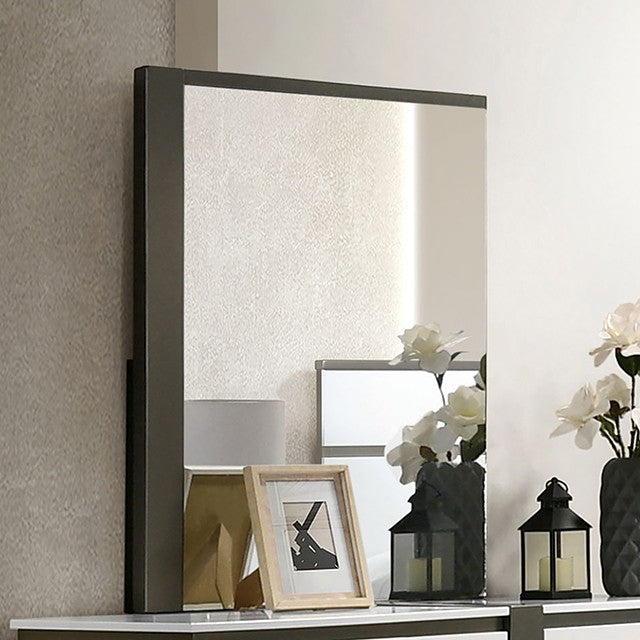 Birsfelden White & Metallic Gray Mirror