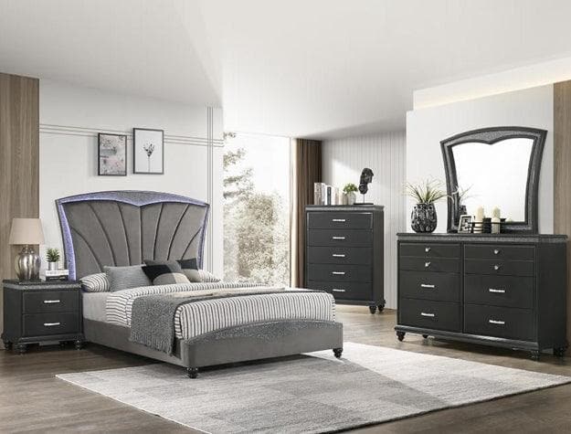 Frampton Gray King LED Platform Bed - Ornate Home