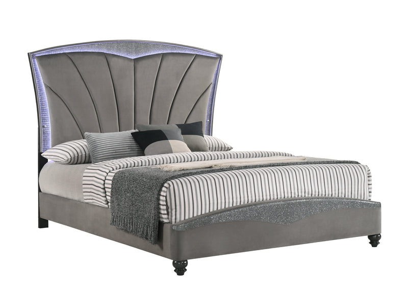 Frampton Gray King LED Platform Bed - Ornate Home