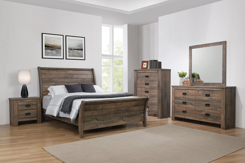 Frederick - Weathered Oak - Queen Panel 4pc Bedroom Set - Ornate Home