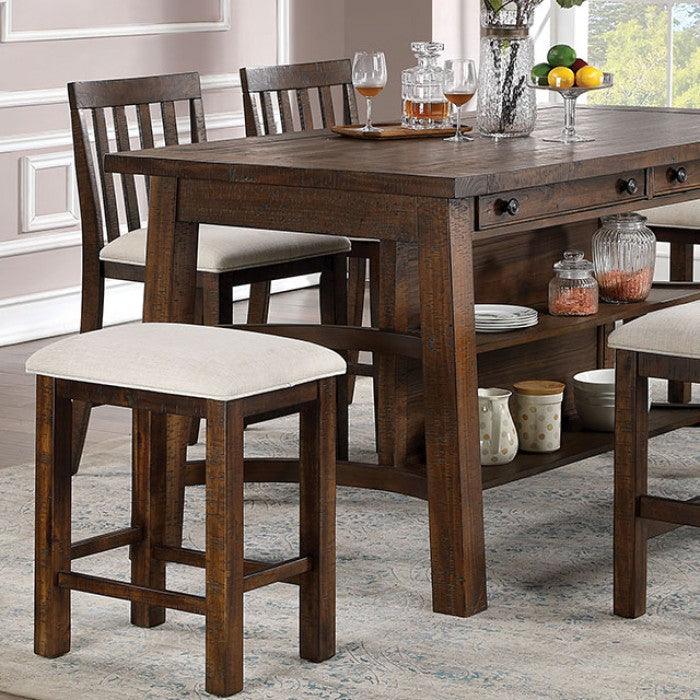 Fredonia - Rustic Oak & Beige - 6pc Counter Height Dining Set - Ornate Home