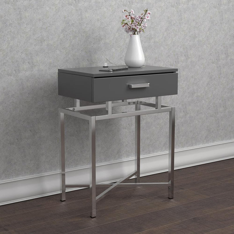 Griff - Grey & Chrome - Accent Table - Ornate Home