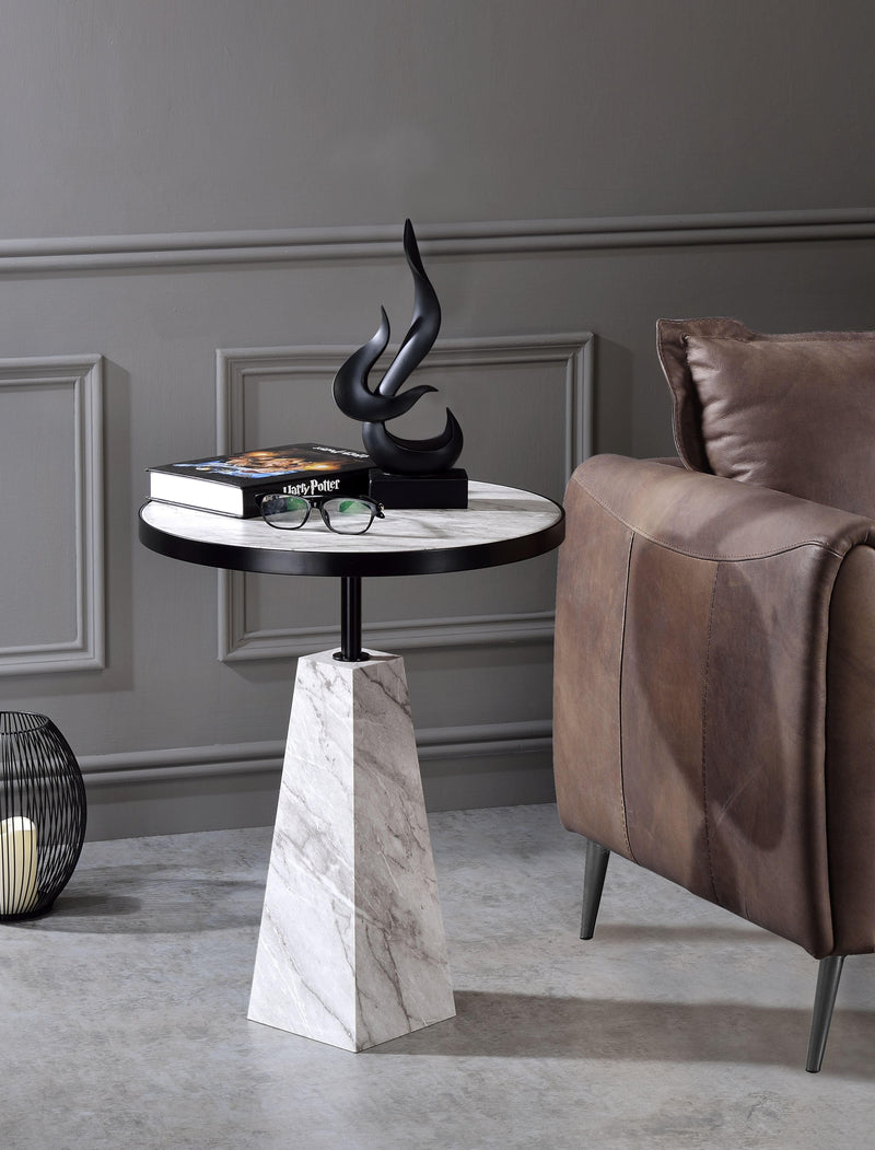 Galilahi Faux Marble & Black Side Table - Ornate Home