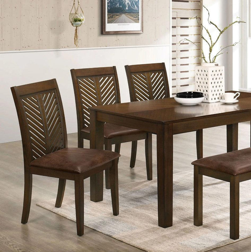 Garnett - Walnut & Brown - 6pc Dining Set w/ Bench - Ornate Home