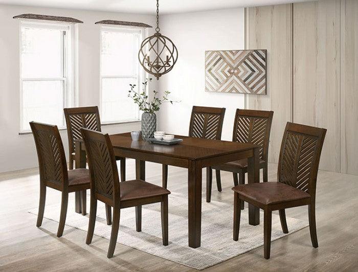 Garnett - Walnut & Brown - 7pc Dining Set - Ornate Home