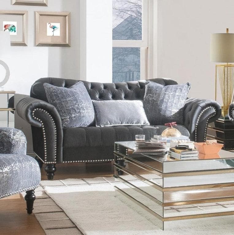 Gaura Loveseat in Dark Gray Velvet - Ornate Home