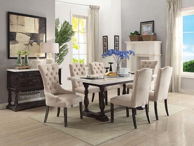 Gerardo - Beige & Espresso - Dining Chair  (Set of 2) - Ornate Home