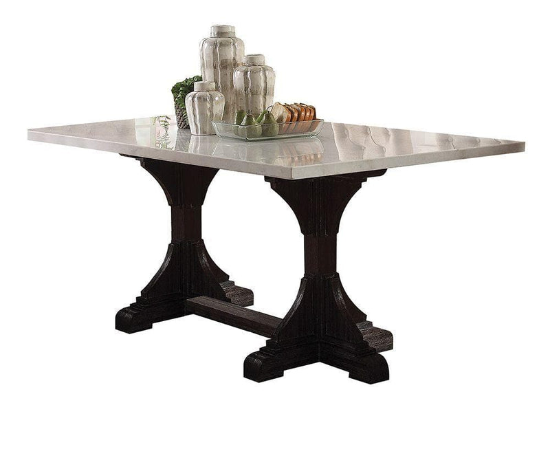 Gerardo - White Marble & Weathered Espresso - Dining Table - Ornate Home