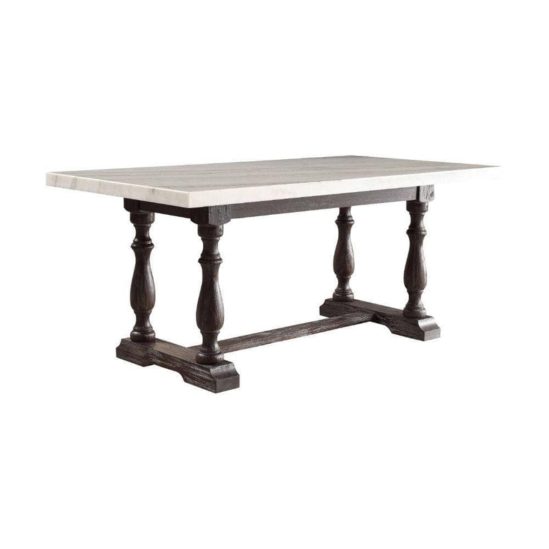 Gerardo - White Marble & Weathered Espresso - Dining Table - Ornate Home