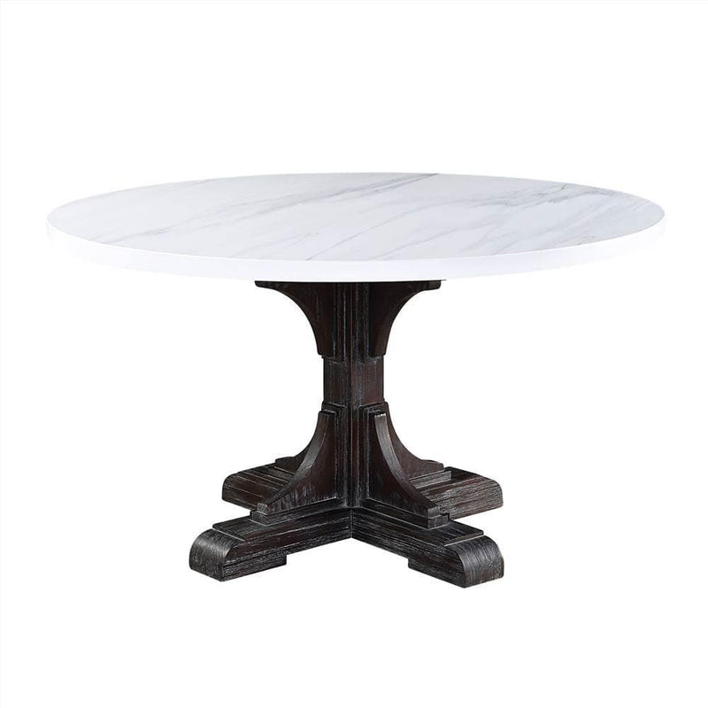 Gerardo - White Marble & Weathered Espresso - Dining Table - Ornate Home