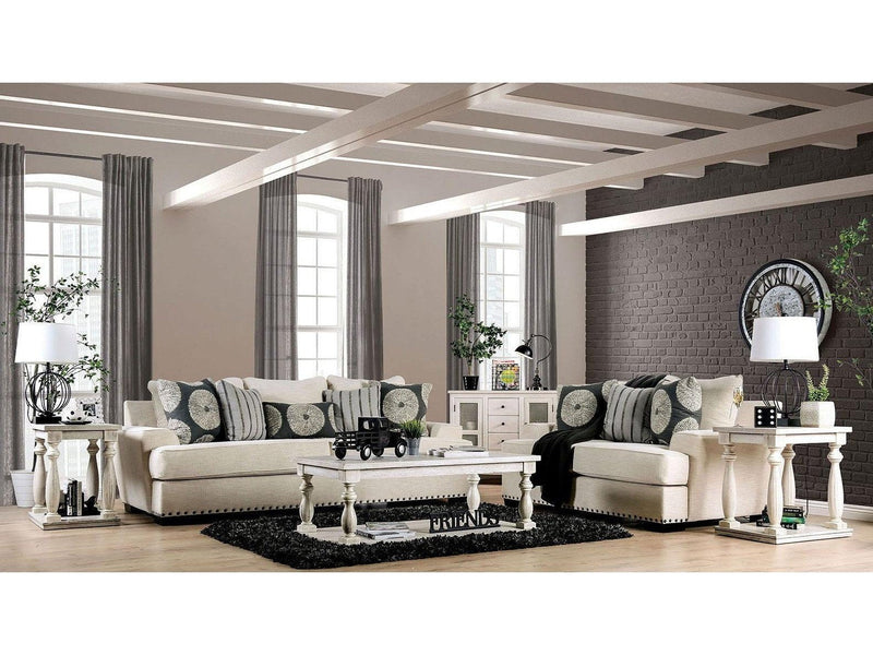 Germaine - Ivory - Stationary Sofa & Loveseat - 2pc - Ornate Home