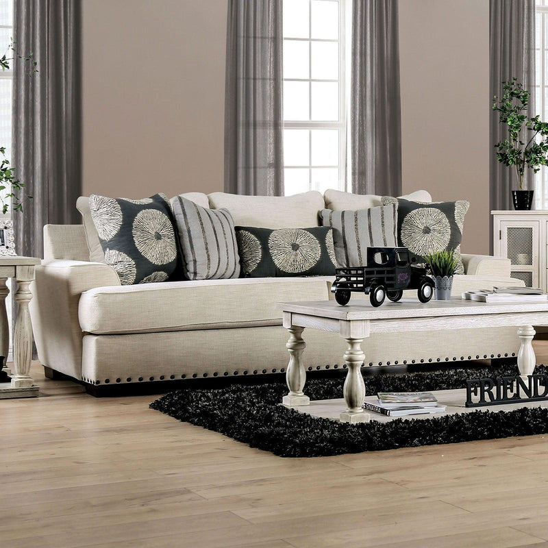 Germaine - Ivory - Stationary Sofa & Loveseat - 2pc - Ornate Home