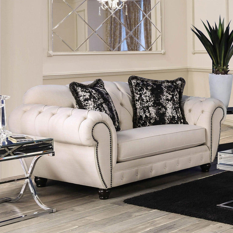 Gilda - Beige - Stationary Sofa & Loveseat - 2pc - Ornate Home