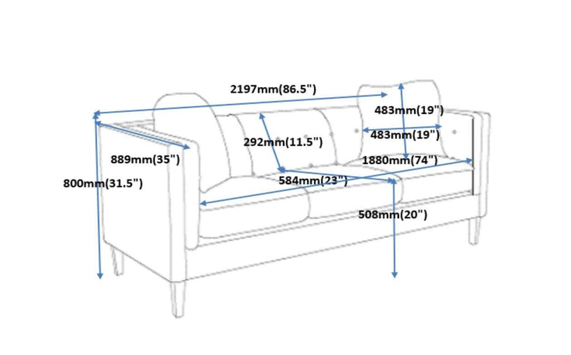 Glacier - Light Grey - Stationary Sofa - Ornate Home