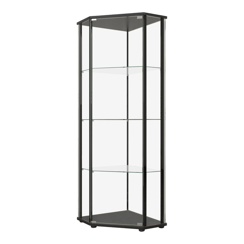 Glass Shelf - Clear & Black - Curio Cabinet - Ornate Home