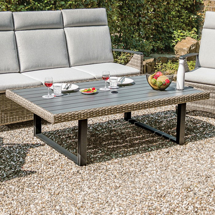 Antigua Gun Metal & Brown/Gray Outdoor Height-Adjustable Table