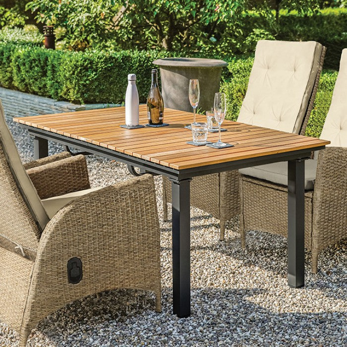 Mackay Gun Metal & Natural Teak Outdoor Dining Table