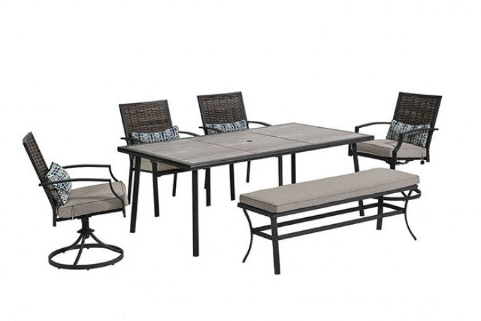 [SUMMER DEALS]🔥 Sintra Black & Gray Outdoor Dining Set / 6pc