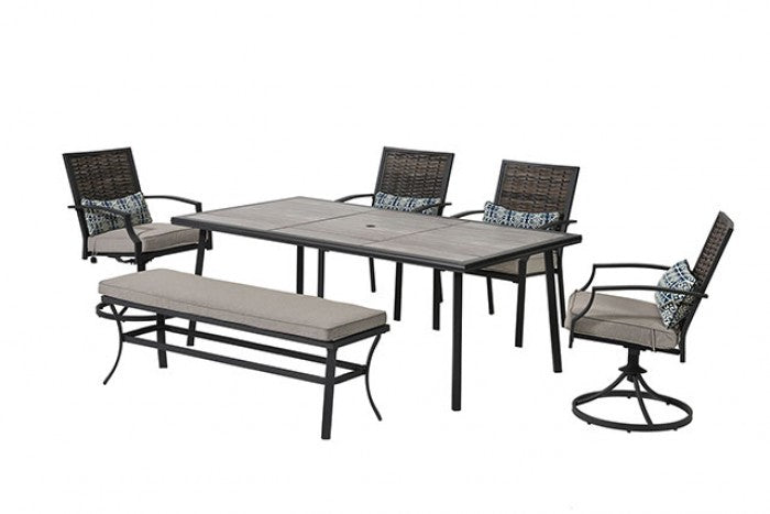 [SUMMER DEALS]🔥 Sintra Black & Gray Outdoor Dining Set / 6pc