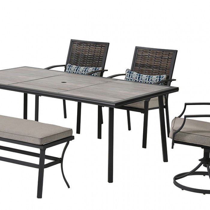 [SUMMER DEALS]🔥 Sintra Black & Gray Outdoor Dining Set / 6pc