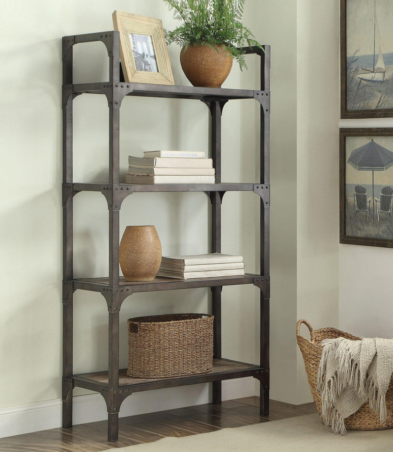 Gorden Weathered Oak & Antique Silver Bookshelf - Ornate Home