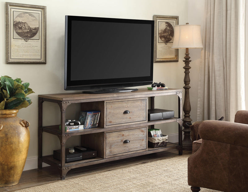 Gorden Weathered Oak & Antique Silver TV Stand - Ornate Home