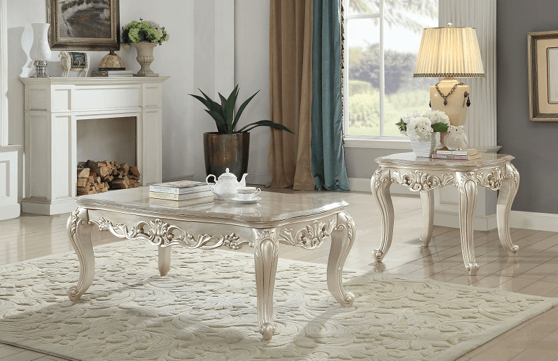 Gorsedd Marble & Antique White Coffee Table - Ornate Home