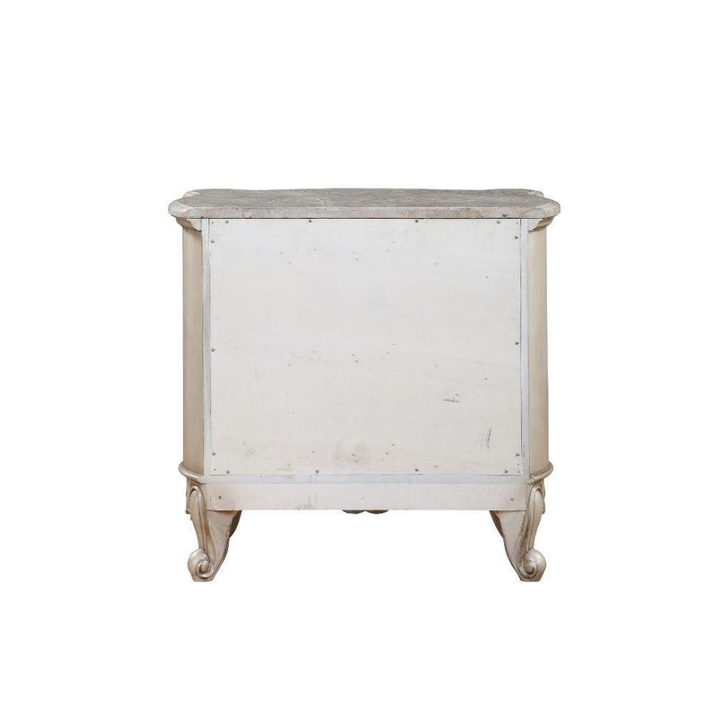 Gorsedd - Marble & Antique White - Nightstand - Ornate Home