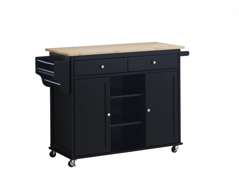 Grady Black/Light Brown Kitchen Cart - Ornate Home