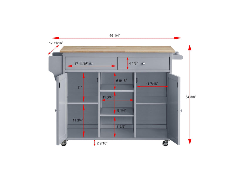 Grady Gray/Light Brown Kitchen Cart - Ornate Home